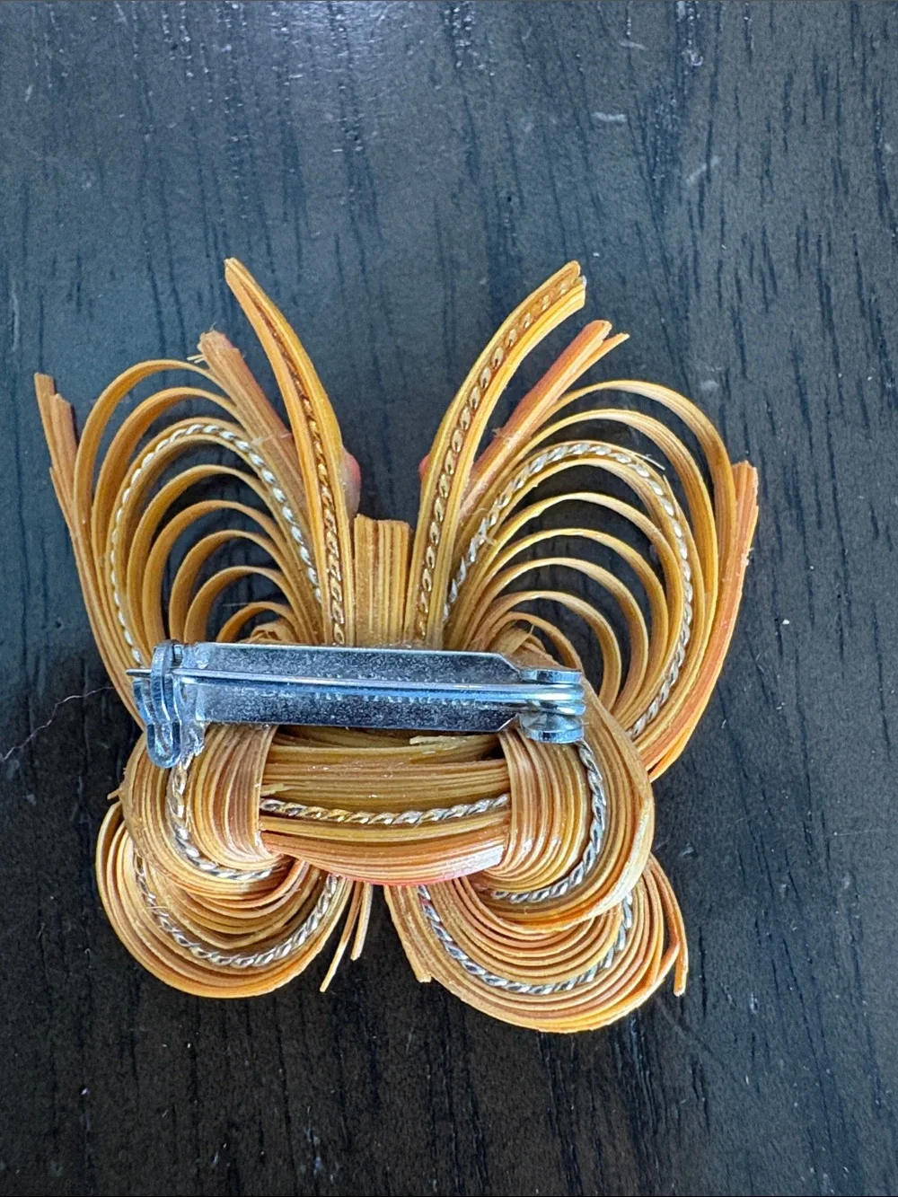 1970s Handcrafted Multicolor Brooch - Pink, Yellow & Brown